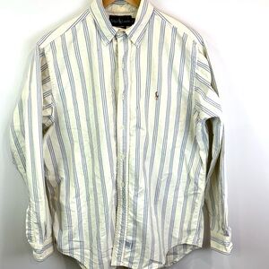 Polo Ralph Lauren pale yellow/cream and Navy Striped Top size L
